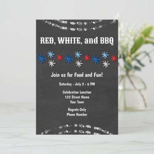 4. Juli Party Einladung (Stehend Vorderseite)