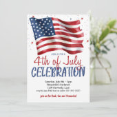 4. Juli Party Einladung Amerikanische Flagge Backy (Stehend Vorderseite)