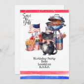 4. Juli Party Einladung Amerikanisches Thema (Vorne/Hinten)