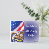 4. Juli Party Einladung, Burgers & Flag Einladung (Stehend Vorderseite)