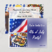 4. Juli Party Einladung, Burgers & Flag Einladung (Vorne/Hinten)