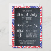 4. Juli Party Einladung der Chalkboard-Flagge (Vorderseite)