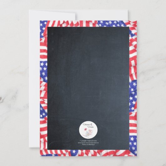 4. Juli Party Einladung der Chalkboard-Flagge (Rückseite)