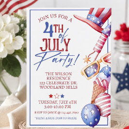 4. Juli-Party-Einladung | Patriotischer Sommer inn