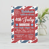 4. Juli Party Einladung, Patriotisches Barbecue Einladung (Stehend Vorderseite)