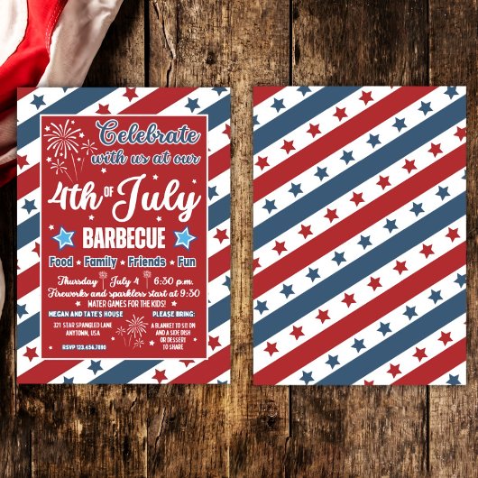 4. Juli Party Einladung, Patriotisches Barbecue Einladung