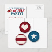 4. Juli Party Einladung Postkarte (Vorne/Hinten)