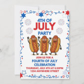 4. Juli Party Einladung Tanz Hot Dogs (Vorderseite)