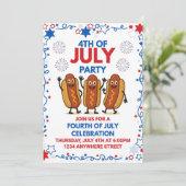 4. Juli Party Einladung Tanz Hot Dogs (Stehend Vorderseite)