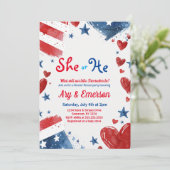 4. Juli Party Einladung zur Geschlechterperspektiv (Stehend Vorderseite)