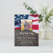 4. Juli Party Familie Foto American Flag Einladungspostkarte (Stehend Vorderseite)