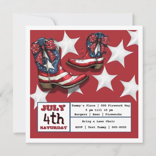 4. Juli Party Feiertagskarte (Vorderseite)