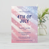 4. Juli Party Glitzer Red White Blue Patriotic Einladung (Stehend Vorderseite)