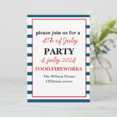 4. Juli Party glücklicher Unabhängigkeitstag Einladung (Stehend Vorderseite)