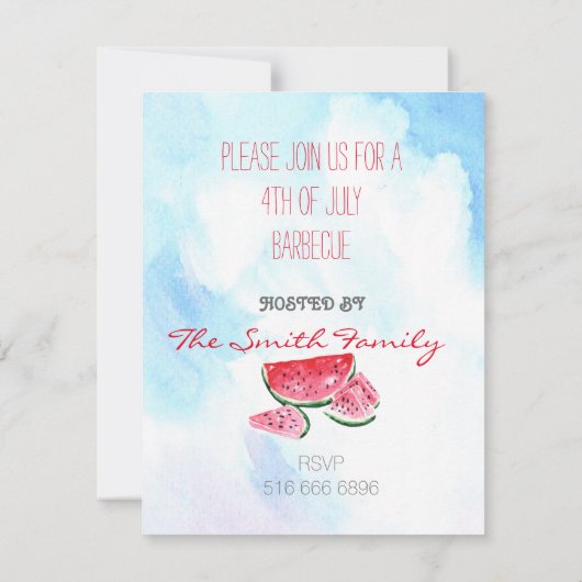 4. Juli Party Grill Einladung (Rückseite)