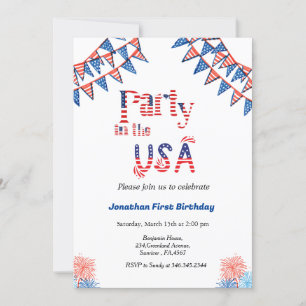 4. Juli Party in den USA rot-blau Einladung