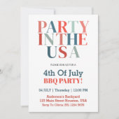 4. Juli Party In the USA GRILLEN Party Einladung (Vorderseite)