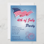 4. Juli Party mit amerikanischer Flagge und Feuerw Einladung (Vorderseite)