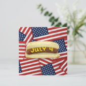 4. Juli Party mit Hot Dogs Einladung (Stehend Vorderseite)