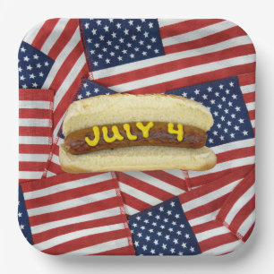 4. Juli Party mit Hot Dogs Pappteller