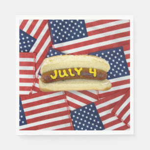 4. Juli Party mit Hot Dogs Serviette