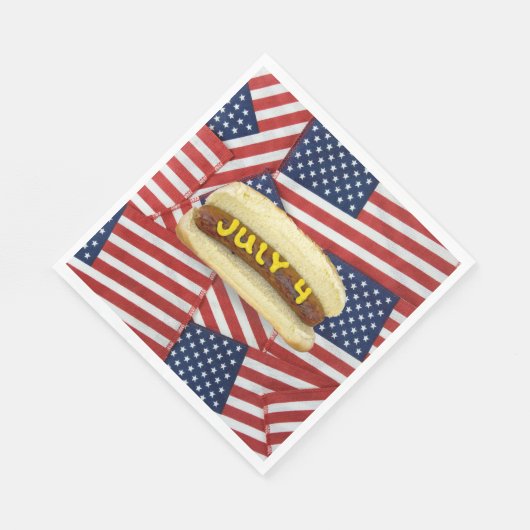 4. Juli Party mit Hot Dogs Serviette (Ecke)