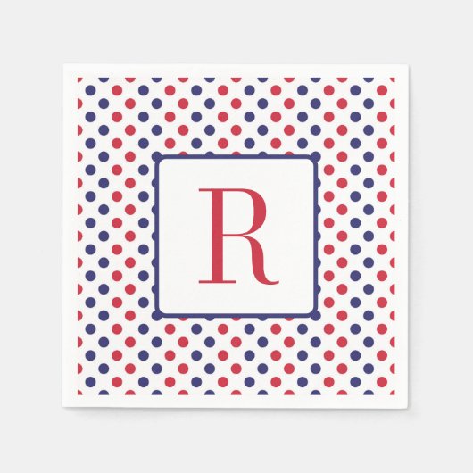 4. Juli Party Monogram Red White and Blue Serviette (Vorderseite)