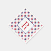 4. Juli Party Monogram Red White and Blue Serviette (Ecke)