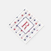 4. Juli Party Monogram Red White and Blue Serviette (Ecke)
