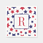 4. Juli Party Monogram Red White and Blue Star Serviette (Vorderseite)