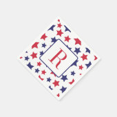 4. Juli Party Monogram Red White and Blue Star Serviette (Ecke)