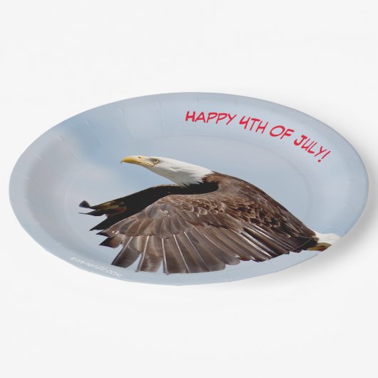 4. Juli Party Papier Teller mit Bald Eagle (Schrägansicht)