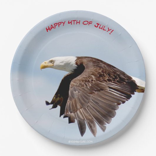 4. Juli Party Papier Teller mit Bald Eagle (Vorderseite)