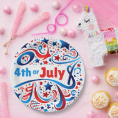 4. Juli Party Papierplatte mit Sternen & Wirbel Pappteller (Party)