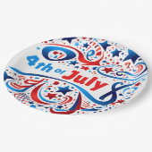 4. Juli Party Papierplatte mit Sternen & Wirbel Pappteller (Schrägansicht)