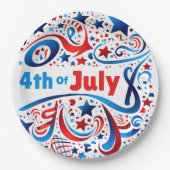 4. Juli Party Papierplatte mit Sternen & Wirbel Pappteller (Vorderseite)