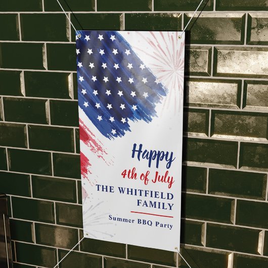 4. Juli Party Parade Red White Blue Custom Banner