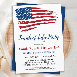 4. Juli Party Patriotische amerikanische Flagge Einladung