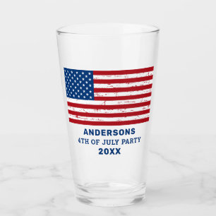 4. Juli Party Personalisierte amerikanische Flagge Glas