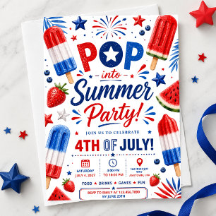 4. Juli Party Pop Sommer BBQ Unabhängigkeitstag Einladung