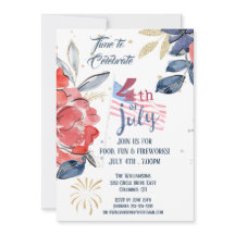 4. Juli Party Red White Blue Flag