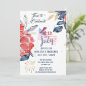 4. Juli Party Red White Blue Flag Einladung (Stehend Vorderseite)