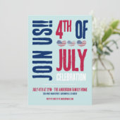 4. Juli Party Red White Blue Patriotic Einladung (Stehend Vorderseite)