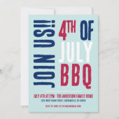 4. Juli Party Red White Blue Patriotic Einladung (Vorderseite)