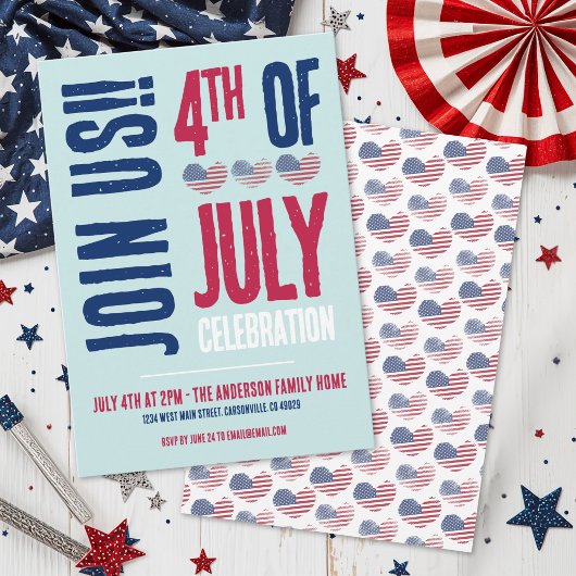 4. Juli Party Red White Blue Patriotic Einladung