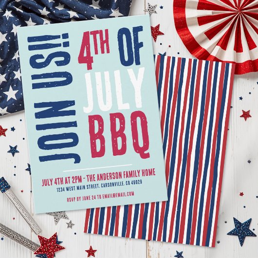 4. Juli Party Red White Blue Patriotic Einladung