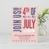 4. Juli Party Red White Blue Patriotic Einladung (Stehend Vorderseite)