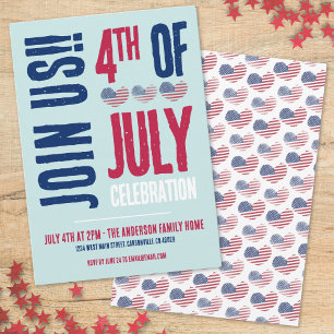 4. Juli Party Rot Weiß Blau Patriotisch Einladung