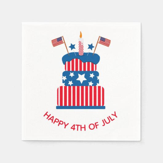 4. Juli Party Rot Weiß und Blauer Kuchen Serviette (Vorderseite)