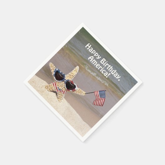 4. Juli Party Seesterne mit Flagge Serviette (Ecke)